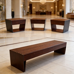 Banc de repos et de détente en bois pour usage commercial Y513, idéal pour les restaurants, les terrasses et les piscines. - Product Image 1