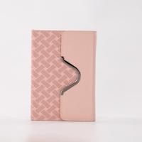 Carnet de notes à couverture rabattable en cuir PU à motif chevrons avec fermoir en S, disponible en beige, rose, blanc et vert olive