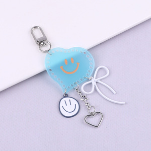 Ute Hert-shaped Smiley llavero colorido divertido diseño Bowknot estrella decoración moda personalizado bolsa colgante - Product Image 6
