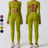 Ensembles de Vêtements de Sport Actifs 4 Pièces : Soutien-Gorge de Sport, Top, Veste de Yoga, Tenue de Gym, Ensembles d'Entraînement pour Femmes, Tenue de Sport et Fitness