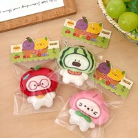 En gros, Mini porte-clés pendentif de sac en peluche Kawaii, motifs fruits, chats, chiens, lapins, mignons animaux, breloques décoratives, petit cadeau