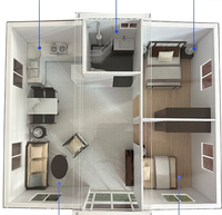 Maison conteneur en acier à panneaux sandwich, moderne, à double aile, extensible et pliable, économique, pour usage extérieur, hôtels et villas