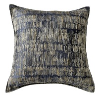 Housse de coussin décorative personnalisée en gros, motif rayé abstrait coloré, jacquard métallique avec bordure 1/4