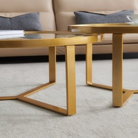 Table d'appoint de canapé en verre de couleur dorée de luxe avec cadre en métal pour la maison Table basse de salon