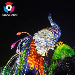 Lanterne géante personnalisée pour festival chinois en plein air, lanterne en soie colorée, imperméable, LED, en forme d'animal paon, pour Noël, fête de fin d'année - Product Image 2