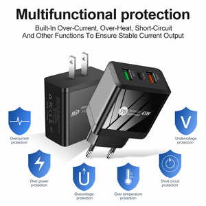 2022 High Quality Universal EU UK US 45W Plug Type-<b>C</b>+Dual <b>USB</b> Port QC3.0 Fast Charger Quick Charging for Mobile Phones - Product Image 5