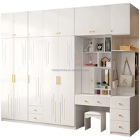 Ensemble de chambre à coucher moderne personnalisé pour villa, armoire en bois massif avec coiffeuse