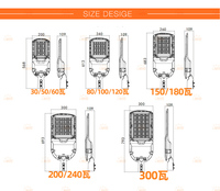 Lámpara LED de Calle de Grado Profesional de 100W 150W 200W 300W para Carreteras, Carreteras Principales, Proyectos de Iluminación Municipal, Cabeza de Cobra, ETL DLC