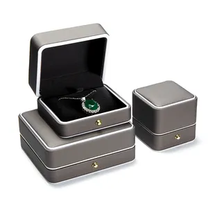 Kotak Perhiasan Persegi Panjang Harga Pabrik Murah Gelang Kalung Cincin Mewah Kotak Kulit Gambar Sintetis Penyimpanan Perhiasan