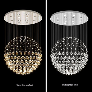 <b>Light</b> Luxury Simple Villa Living Room Chandelier Single Round Ball Dining Room Pendant Round Crystal Chandelier - Product Image 4