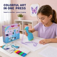 HARDWORK Kits de peinture aérographe faciles, Marqueurs aérographe colorés, Pulvérisateur de marqueurs pour jouets