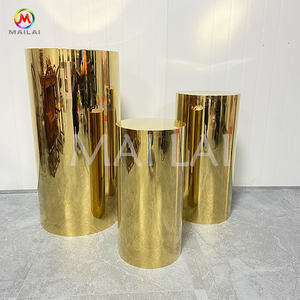 مجموعة قواعد دائرية من الفولاذ المقاوم للصدأ الذهبي لتزيين طاولة الحلويات وخلفية حفلات الزفاف - Product Image 3