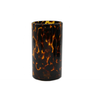 Porte-bougie en verre fait main de couleur ambre créative avec des taches de couleur léopard, décoration de Noël pour la maison, droit