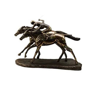 Fabrik benutzer definierte Bronze Doppel pferderennen Ornamente Kaltguss Kupfer Handwerk Harz Handwerk