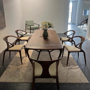 Table de salle à manger en <span class=keywords><strong>bois</strong></span> massif de noyer avec plateau à bords naturels et pieds de table, mobilier de luxe à prix abordable 2026 - Product Image 4