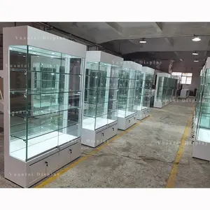 High Quality Jewelry Glass Display Cabinet Wood Display Furniture With LED Lights For Boutique Shop