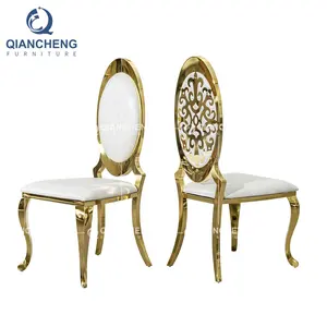 Royal decorative design stainless steel modern wedding chair back floral designs gold wedding chair