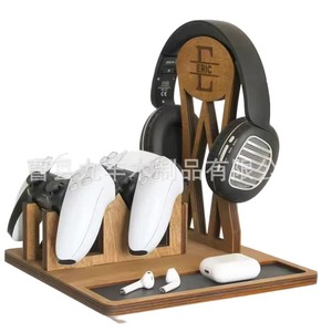Wooden Gaming Accessory Organizer Solid Wood Desktop <b>Headset</b> <b>Stand</b> Multipurpose Storage Rack For Home Use - Product Image 1