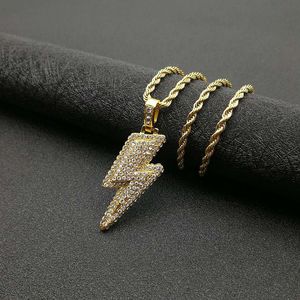 yunnique <b>Titanium</b> Steel Lightning Pendant Necklace Full Diamond Pave Setting Unisex Party Jewelry HX010 - Product Image 3