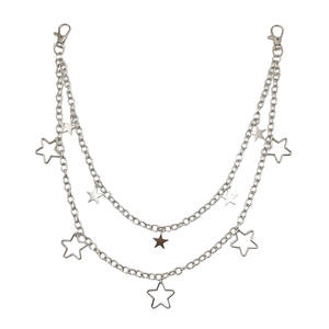 REWIN moda Punk çift katmanlı kadın gümüş Metal bağlantı yıldız Charm vücut zincir kemer bayanlar bel kot elbise için zincir kemer - Product Image 2