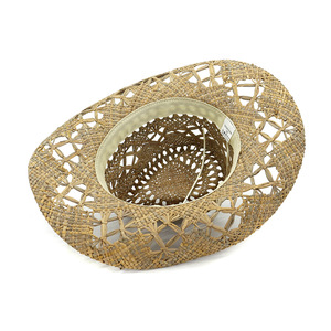 <span class=keywords><strong>N171</strong></span> Chapeau de cowboy de plage tressé à la main, creux et respirant, en paille naturelle avec décoration en coquillage, personnalisable en usine - Product Image 6