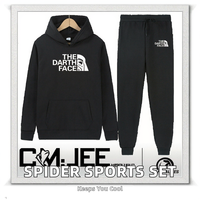 Ensemble de vêtements de sport en tricot pour homme, style décontracté chic, 2 pièces, imprimé araignée, veste à capuche zippée, pantalon de survêtement pour l'exercice hivernal, jogging