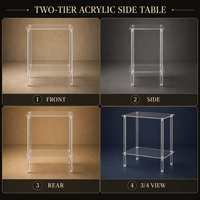 Table d'appoint en acrylique transparente, polie, à bords arrondis, compacte, à ouverture verticale, pour rangement et présentation dans le salon – Nouveauté très prisée