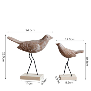 Decorazione Artigianale <span class=keywords><strong>in</strong></span> <span class=keywords><strong>Legno</strong></span> di Innamorati - Scultura Creativa di Coppia di Uccelli per Ingresso, Mensola e Soggiorno, Calore Rustico per la Casa - Product Image 2