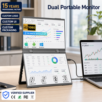 Monitor LCD IPS Lipat Ganda 15,6 Inci ODM Kustom 1080P Ekstensi Laptop Portabel VESA Type-C HDR Speaker Plug and Play Bisnis