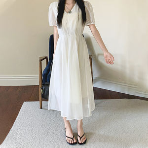 <span class=keywords><strong>Femme</strong></span> Noir pour Tencel Mince Robe Ample Mi-Longueur Taille Réduction Niche avec Style Décontracté - Product Image 5