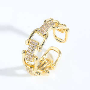 U-shaped Horseshoe Buckle <b>Ring</b> Women's Light Luxury Micro-inlaid Zircon <b>Open</b> <b>Ring</b> Hip-hop Jewelry - Product Image 1