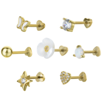 Boucles d'oreilles clous cœur vintage en argent Tai plaqué or 14 carats avec zircon et incrustation de coquillage, bijoux unisexe, cadeau, vente en gros
