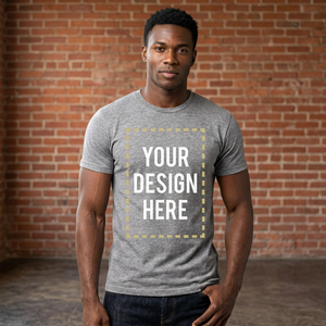 T-shirt pour homme gris 100% coton, col rond, manches courtes, coupe classique, décontracté, logo frontal tricoté, imprimé, respirant, 180g - Product Image 1