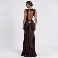 Robe longue élégante sans bretelles pour femme, robe moulante sans manches à taille froncée, robe de soirée longue pour femme