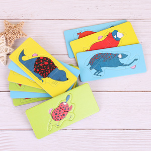 hot selling Animal Cards Match Game Wooden Forest Animal Puzzle Child jigsaw with tin box