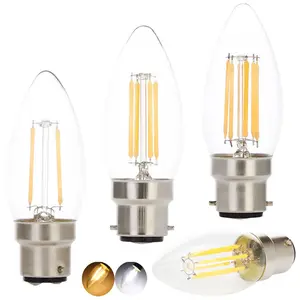 LED Light Bulb B22 Bayonet Base 2W 4W 6W Edison Filament Bulb 220V C35 LED Candle Shaped Lamp for Crystal Chandelier Lighting