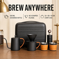Kit de café portable pour voyage avec moulin, filtre, pot de partage et coffret cadeau pour l'extérieur