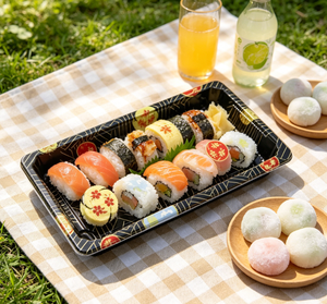 Mini boîte à <span class=keywords><strong>sushi</strong></span> japonaise plateau PET jetable en plastique de qualité alimentaire avec couvercle pour emporter nouilles pizzas et <span class=keywords><strong>sushi</strong></span> - Product Image 5