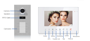 Chuyên nghiệp đa căn hộ xây dựng ngoài trời video chuông cửa liên lạc, tùy chỉnh mở khóa 2 Dây 3 màn hình và cửa chuông video - Product Image 5