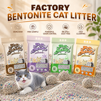 Litière pour chat en bentonite Arena Para Gato, 4kg 5kg, faible teneur en poussière, agglomération rapide, emballage OEM, directement de l'usine