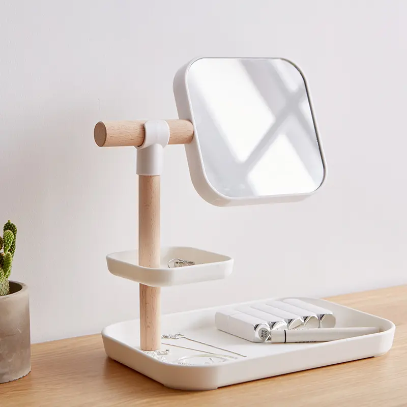 مرآة عالية الجودة بتصميم جديد توضع على الطاولة مستطيلة الشكل مع درج للتخزين