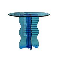 Table basse en acrylique multicolore personnalisée - Ensemble de meubles de patio transparents minimalistes, table et chaises de balcon sur mesure