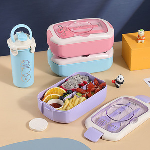 Beeman Kids Lunch Box Drinking Cup <span class=keywords><strong>Pp</strong></span> Bento Box Contenedor de comida y tapa Tarro portátil Taza de sopa de plástico con cuchara para acampar - Product Image 6