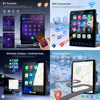 Autoradio Android Podofo 9,7 pouces 2+32G Double Din, écran partagé, CarPlay sans fil et Android Auto, GPS, WIFI, autoradio d'usine