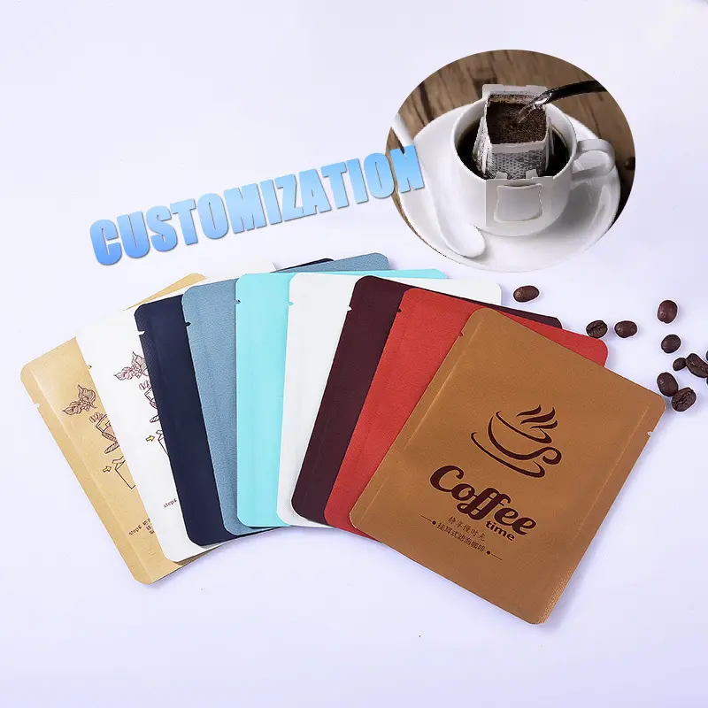 맞춤형 인쇄 커피 백 콜드 브루 일회용 열 씰 빈 미니 필터 매달려 귀 드립 커피 가방