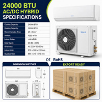 Climatiseur solaire 24000 BTU hybride à onduleur mural, ensemble complet avec panneau solaire, pour refroidissement et chauffage, idéal pour villa, bureau, magasin