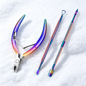 Coupe-cuticules en acier inoxydable arc-en-ciel, coupe-ongles à large ouverture, lame courbée, outil de manucure et de pédicure - Product Image 6