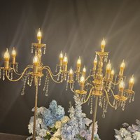 Support de bougie de mariage en métal lumineux haut de gamme, support de lampes LED de haute qualité pour éclairage de route, décorations d'arrière-plan de scène de mariage, ornements - Grande Vente