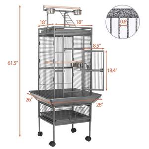 Volière en fer forgé sur mesure avec une grande cage verticale pour oiseaux de compagnie, cage à oiseaux en métal. - Product Image 2
