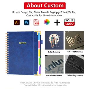 Custom No Ink Bleeding Hard Soft <b>Leather</b> <b>Notepad</b> Printed A5 A6 A4 Journal Planner PU Spiral Diary Notebook with logo for Student - Product Image 2